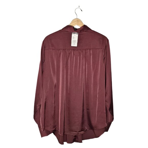 Satin Button-Up Long Sleeve Shirt - Picture 3 of 5